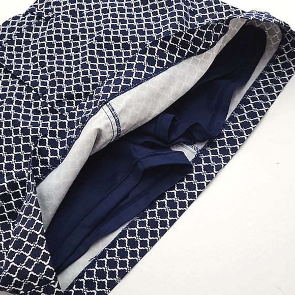 Mario  Serrani Comfort Stretch Skort Navy Blue White Morrocan Pattern Size Large - Picture 8 of 16